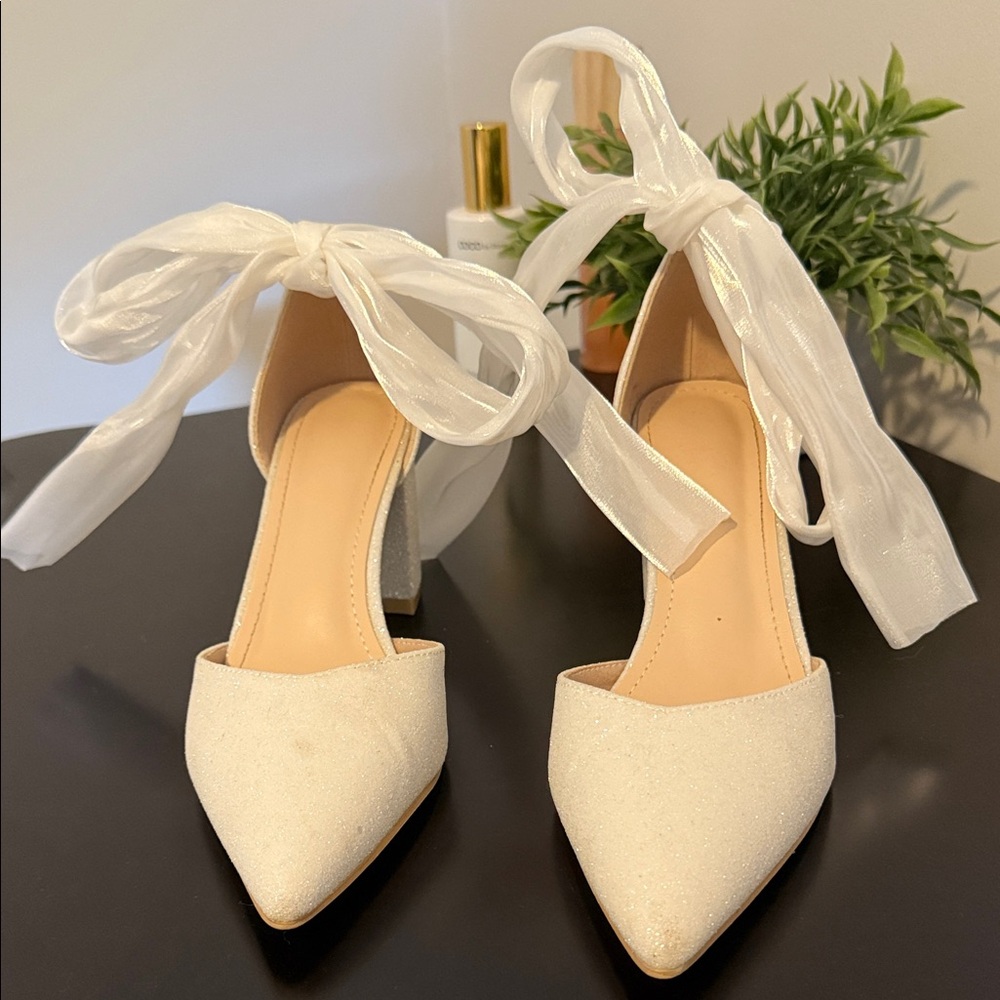 Sparkly white heels